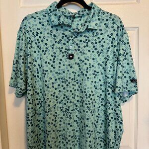 NWT Bad Birdie Men's core performance polo with flower pattern